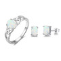 Sterling Silver Opal Jewellery Set of Necklace Earrings Ring