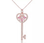 Pink heart love key pendant micro-inlaid zircon necklace