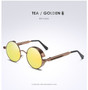 Gold Round Polarized Sunglasses Gothic Steampunk Sunglasses Mens Womens Fashion Retro Vintager Blue