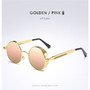 Gold Round Polarized Sunglasses Gothic Steampunk Sunglasses Mens Womens Fashion Retro Vintager Blue