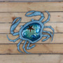 Blue Metal Crab Wall Artwork