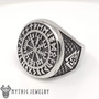 Viking Compass Vegvisir Ring With Runes