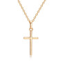 Simple Smooth Crucifix Cross Pendant Necklace Yellow Gold