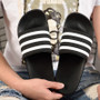 Men's Slippers EVA Men Shoes Women Couple Flip Flops Soft Black and White Stripes Casual Summer Male