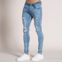 WAKIENDO Skinny Jeans Streetwear Destroyed Ripped Jeans