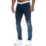 Jeans Men's Gradient Hole Denim Pencil Pants New Men Skinny Jeans Washed Ripped Black Stretch Trousers