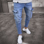 Mens Jeans Denim Pocket Pants Summer Autumn Thin Slim Regular Fit Straight Jeans Elasticity Stretchy Male