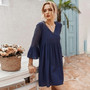 Women Half Sleeve Splicing Lace MIni Dress