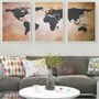 World Map Painting 3 Piece Wall Art Retro Vintage Poster Home Wall Decoration Canvas Print Bedroom
