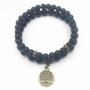 Tree of Life Charm on Matte Black Onyx Bracelet