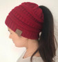 Messy Bun Soft Knit Ponytail Beanie