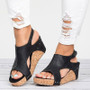 Sandals Platform Women Wedge High, Gladiator Summer Wide Peep Toe Ankle Strap Shoes Ladies Leather Flat Slingback Block Pumps
