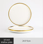 Gilt Rim White Porcelain Dinner Plate Set Kitchen Plate Ceramic Tableware Food Dishes Rice Salad Noodles Bowl Mug Cutlery Set 1p