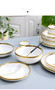 Gilt Rim White Porcelain Dinner Plate Set Kitchen Plate Ceramic Tableware Food Dishes Rice Salad Noodles Bowl Mug Cutlery Set 1p