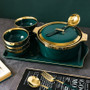 Ceramic Tableware Set Green Phnom Penh Round Bone China Dinnerware Sets Soup Bowl with Lid Spoon Tray Household Kitchen Supplies