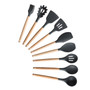 Silicone Cooking Kitchen Utensils Set Non-Stick Spatula Shovel Wooden Handle Cooking Tools Set With Storage Box Kitchen Tool Set