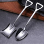 Stainless Steel Iron Shovel Spoon Coffee Ice Cream Spoon Engineering Shovel Retro Cute Square Head Spoon Kitchen Gadget