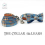 Fashion Blue Plaid Dog Bowtie & Leash Set