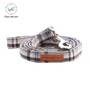 White Plaid Luxury Dog Bowtie Collar & Leash Set