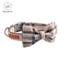 White Plaid Luxury Dog Bowtie Collar & Leash Set