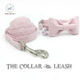 Pink Striped Dog Bowtie Collar & Leash Set