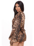 V Neck Leopard Long Sleeve Romper