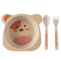 3pcs/set Bamboo Fiber Baby Cartoon Eating Tableware Kids Dinner Plate Toddler Feeding Dishes Children Training Bowl Spoon Fork