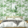 Tropical Botany Bamboo Palm Leaves Wallpaper Green Leaves Nordic Style Wallpaper For Living Room Dining Room Kitchen Decor (10mtr Roll)