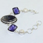 Jasper, Amethyst & Pearl Antique Silver Bracelet