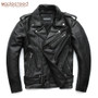 Classical Motorcycle Jackets Men Leather Jacket 100% Natural Calf Skin Thick Moto