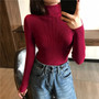 Winter Thick Sweater Women Knitted Ribbed Pullover Sweater Long Sleeve