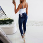 Sale Jeans Woman Fashion Ladies Pearl Lace Stitching Skinny Pencil Pants High Waist Jeans Women Slim Female Denim Trousers D25