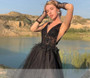 Sexy Gothic Black Wedding Dress High Split Luxury Tulle Wedding Gown