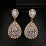 Long Brilliant Water Drop Cubic Zirconia Bridal Earrings