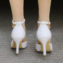 Crystal Queen Pointed Toe White Pearl Ankle Strap Sandals