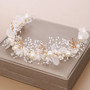 Gold Flower Pearl Headband Tiara Wedding Bridal Princess Headband Bridal Accessories