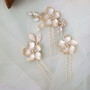 Handmade Opal Crystal Pearl  Flower Bridal Hair Comb Hair Clip Hair Pin Set