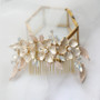 Handmade Opal Crystal Pearl  Flower Bridal Hair Comb Hair Clip Hair Pin Set