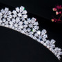 Gorgeous Cubic Zirconia Pave Flower Wedding Headband Tiara Crown