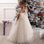 White Ivory Flower Girl Dress Pageant Birthday Formal Party Lace Ball Gown