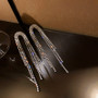 Long Tassel Crystal Drop Earrings Geometric Full Rhinestone Earrings