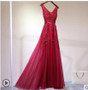 Vintage Lace Appliques Beaded Bridesmaid Prom Dress Formal Party Gown