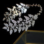 Cubic Zirconia Leaf Tiara Wedding Headband