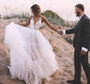 Boho Wedding Dresses Puff A Line Long Backless Beach Wedding Gown Lace