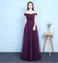 Off The Shoulder Sleeveless Bridesmaid Dress  in Purple