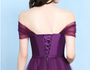 Off The Shoulder Sleeveless Bridesmaid Dress  in Purple