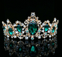 Baroque  Red Blue Green Crystal Bridal Tiaras Crown Vintage Gold Hair Accessory Wedding Rhinestone Diadem Pageant Crowns