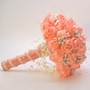 Ribbon Flower & Pearls Beaded Bridal Bouquet Bridesmaid Wedding Bouquets Multiple Colors
