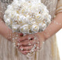 Ribbon Flower & Pearls Beaded Bridal Bouquet Bridesmaid Wedding Bouquets Multiple Colors