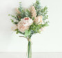 Country Style Flower Bouquet Artificial Silk Peony Ball Flower Wedding  Bride Bouquet Eucalyptus leaf